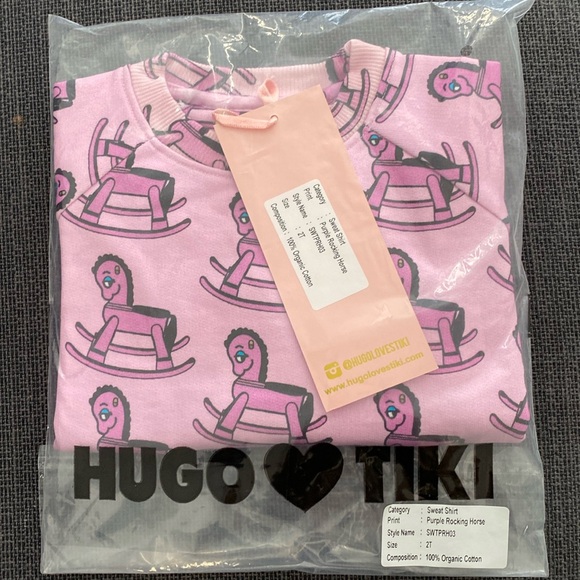 Hugo Loves Tiki Purple Rocking Horse Sweatshirt NWT - Picture 2 of 3